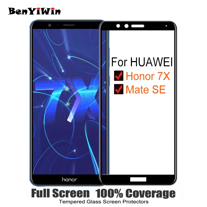 2 шт.,, полное покрытие, закаленное стекло для huawei Honor 7X9 H, Защитное стекло для экрана MATE SE BND AL10 L21 L22 L24, пленка