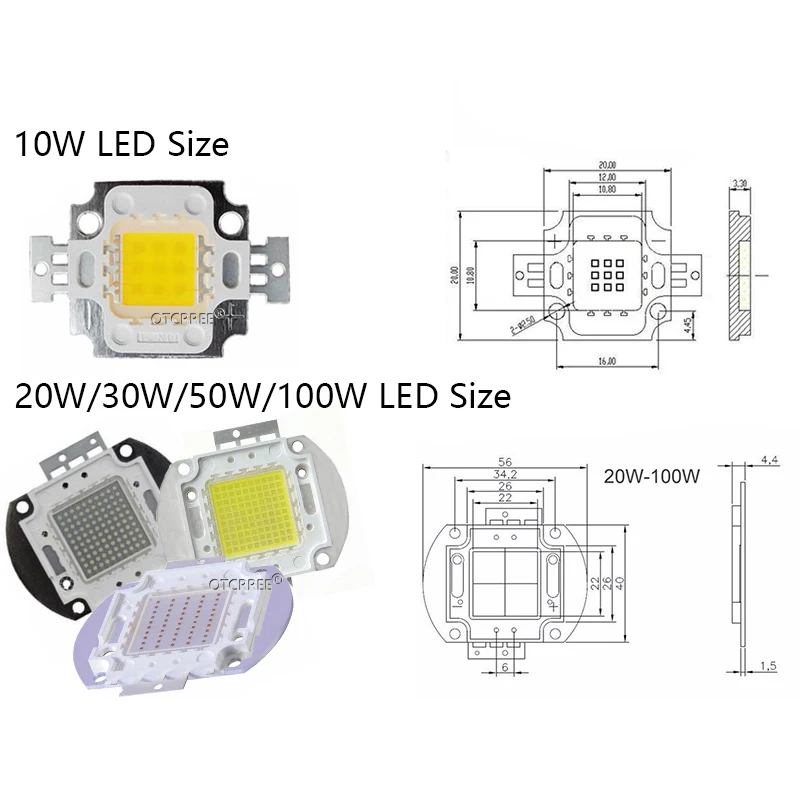 30mil 45mil High Power LED Chip integrated Lamp Blue Orange Pink Green Yellow Red Full spectrum White 10W 20W 30W 50W 100W | Лампы и