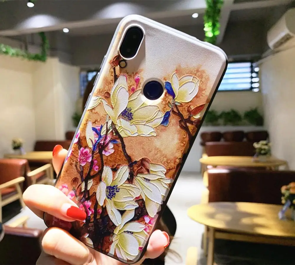 Чехол для Xiaomi Redmi Note 7 силиконовый чехол с рельефным рисунком мягкий роскошный из