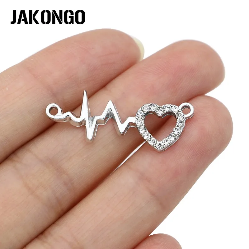 Посеребренный Кристалл JAKONGO с электрокардиограммой подвеска в форме сердца лисы