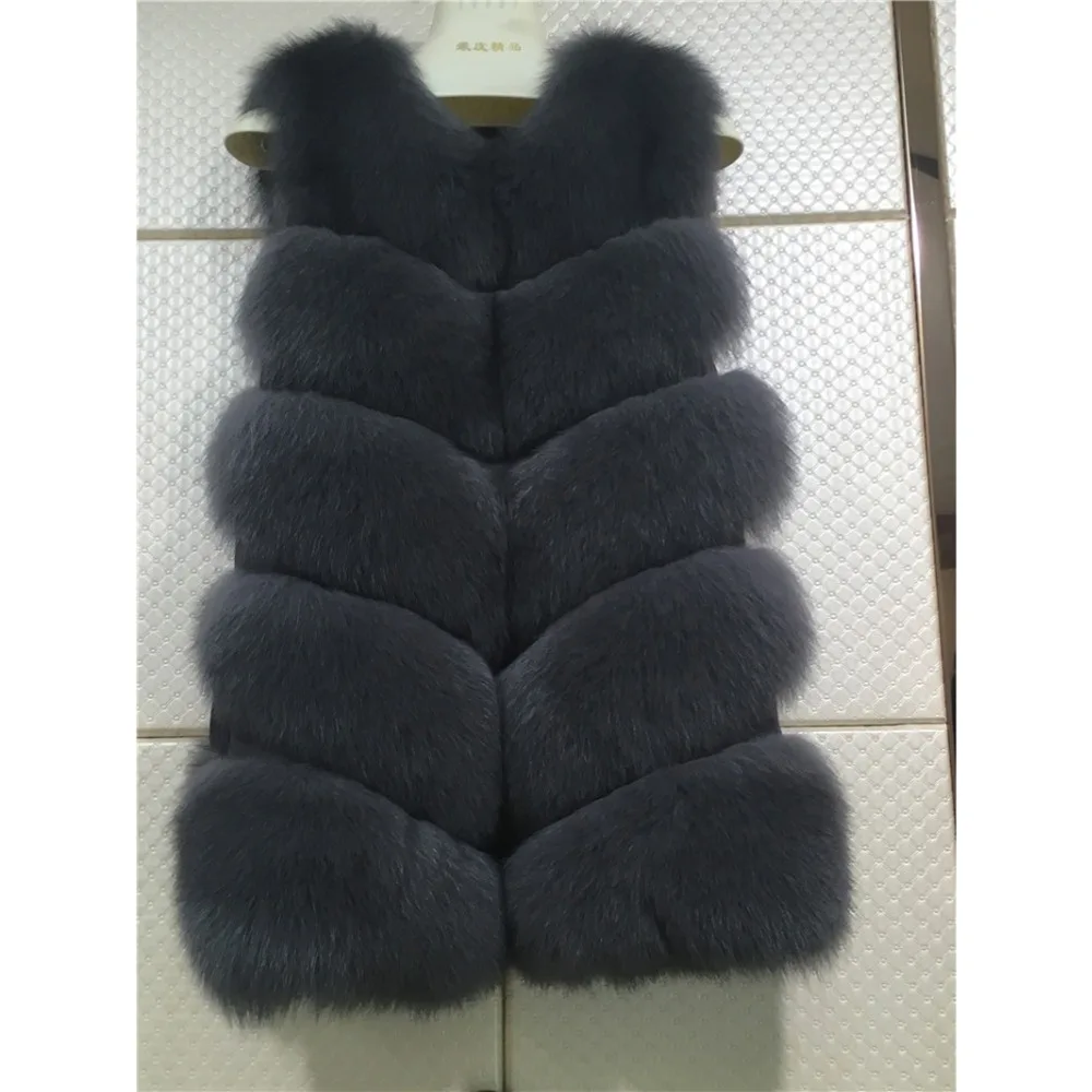 100% из натурального меха лисы Жилет зимняя высокого качества женская меховая