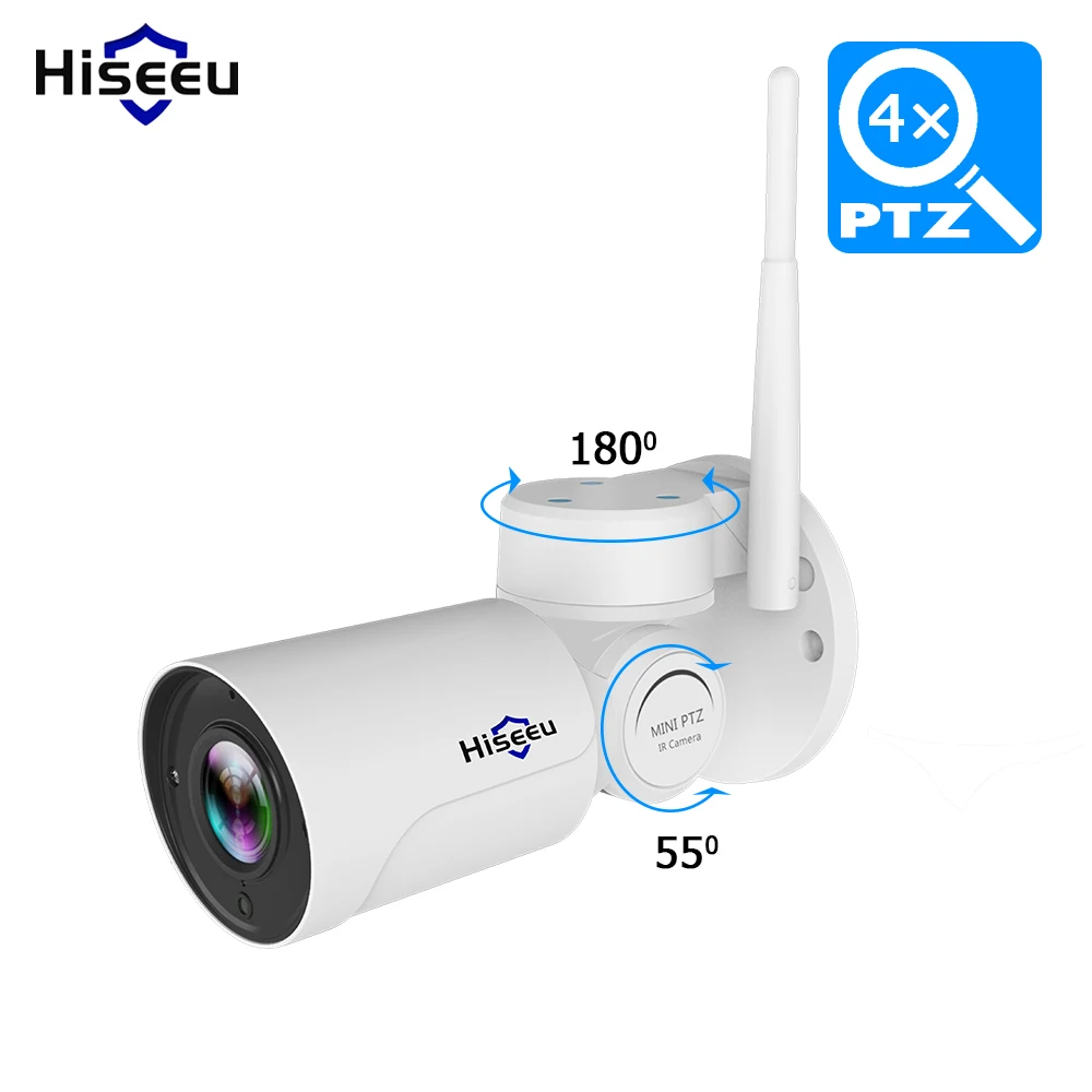 Купольная камера видеонаблюдения Hiseeu 1080P IP Wi Fi PTZ 4 кратный зум 2 мегапиксельная