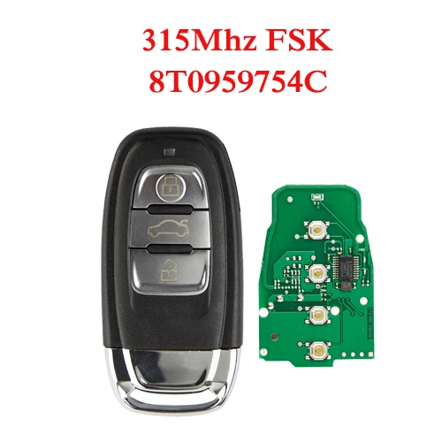 315MHZ OkeyTech Автозапуск умный дистанционный ключ для автомобиля с 315/433/868 МГц для Audi Q5 A4 A5 A4L 8T0959754C 8K0959754G 8T0959754J& вставить лезвие - Цвет: 315MHZ