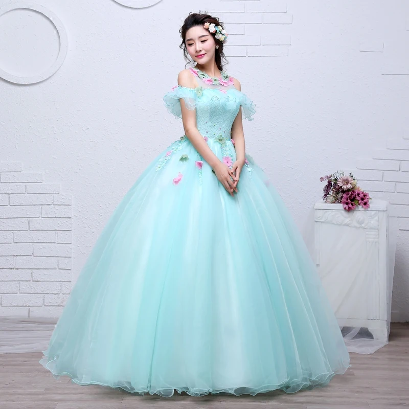 Органза Цветной свадебное платье Новинка 2017 года корейский стиль вырезом