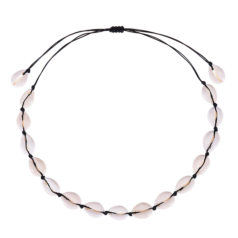 Яркая луна новая мода натуральный Каури ожерелье ручной работы плетеное