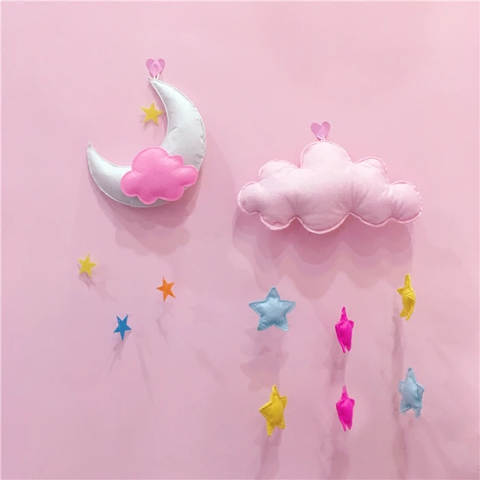 Ручная работа войлок красочные облака капли дождя луна украшения для детской