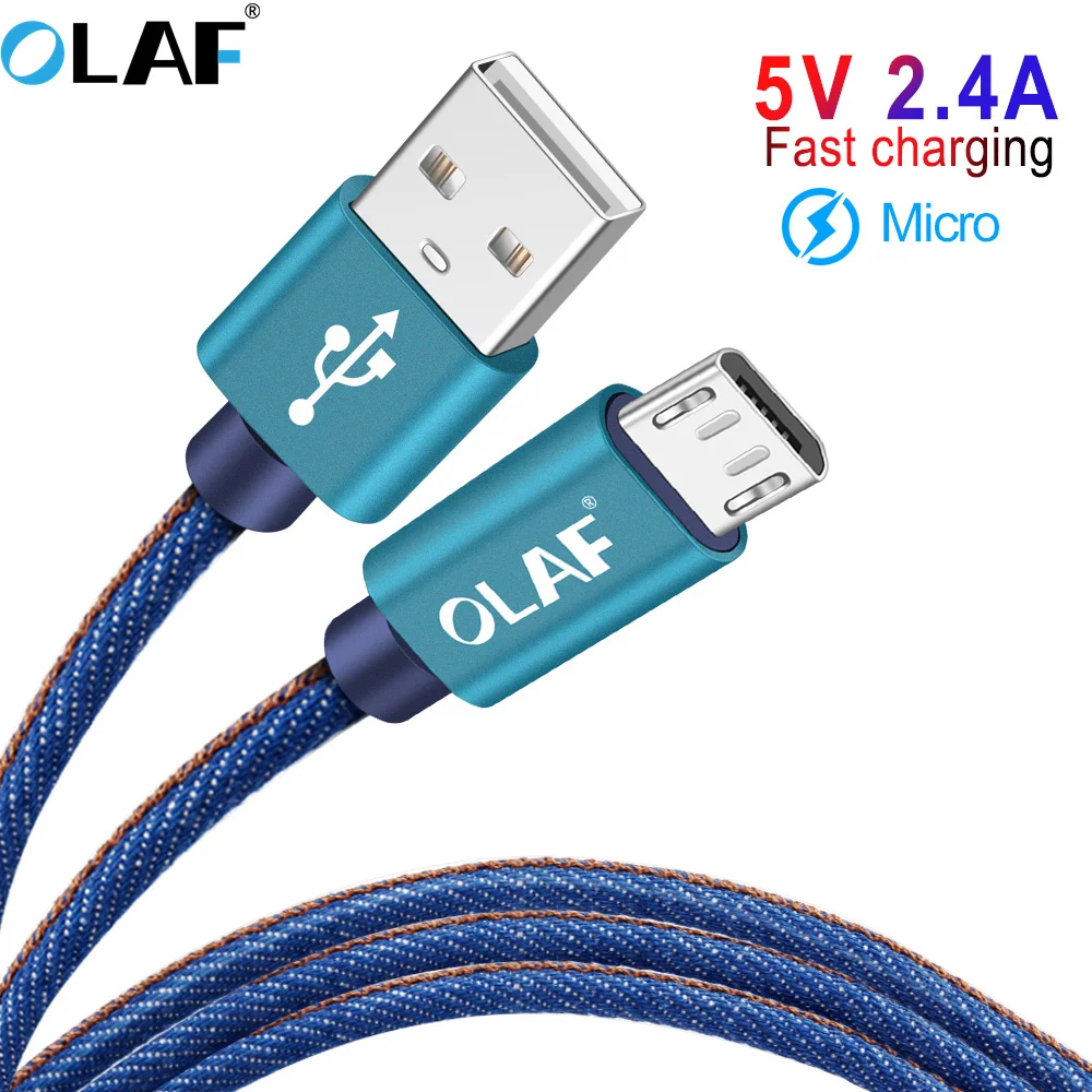 Олаф 2 м деним микро usb зарядный кабель для Xiaomi 2.4A быстрое зарядное устройство мобильный телефон USB кабель для samsung huawei Android USB шнур