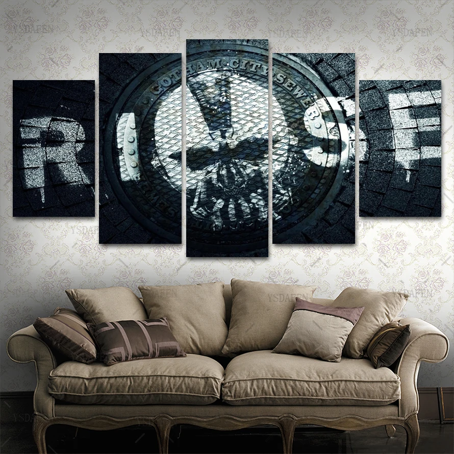 Прямая доставка HD 5 Панель Холст Книги по искусству BM-batman-logo-painting-20 Картина Home decor