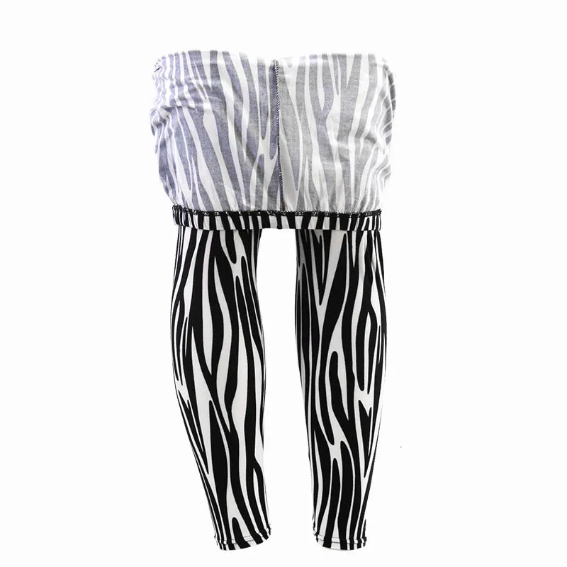Women Black White Leopard Fashion Digital Printing graffiti Stretch Leggings Splicing Nine Pants Slim Skinny Trouse | Женская одежда