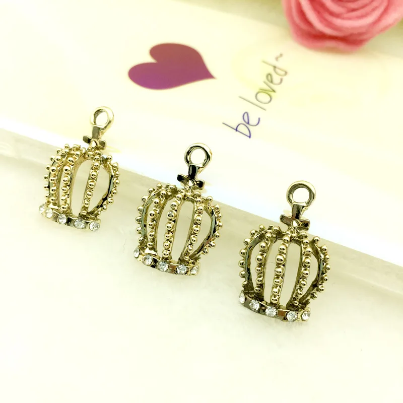 10pcs Korea jewelry accessories gold crystal rhinestone crown charms Necklace earrings bracelet pendant handmade DIY material | Украшения и