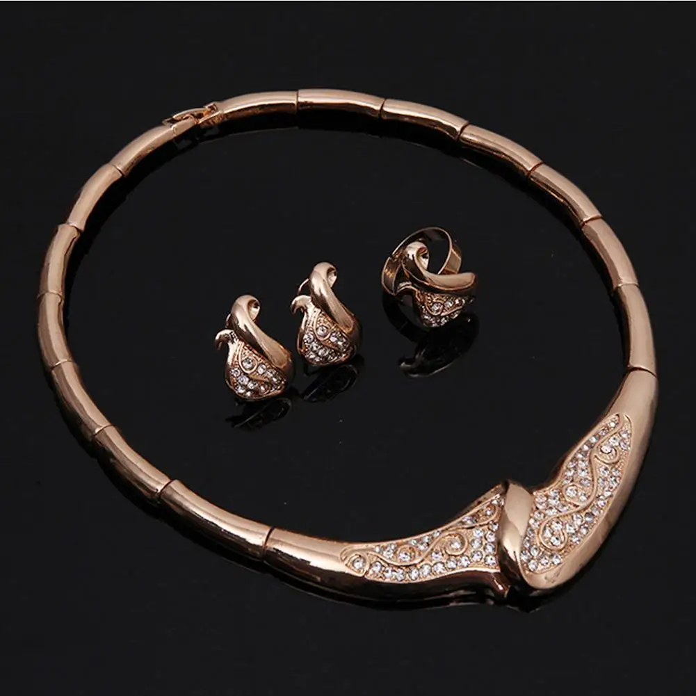 Swan shape African Gold Color Fashion Romantic Bridal Necklace Vintage Women Costume Jewlery Sets | Украшения и аксессуары