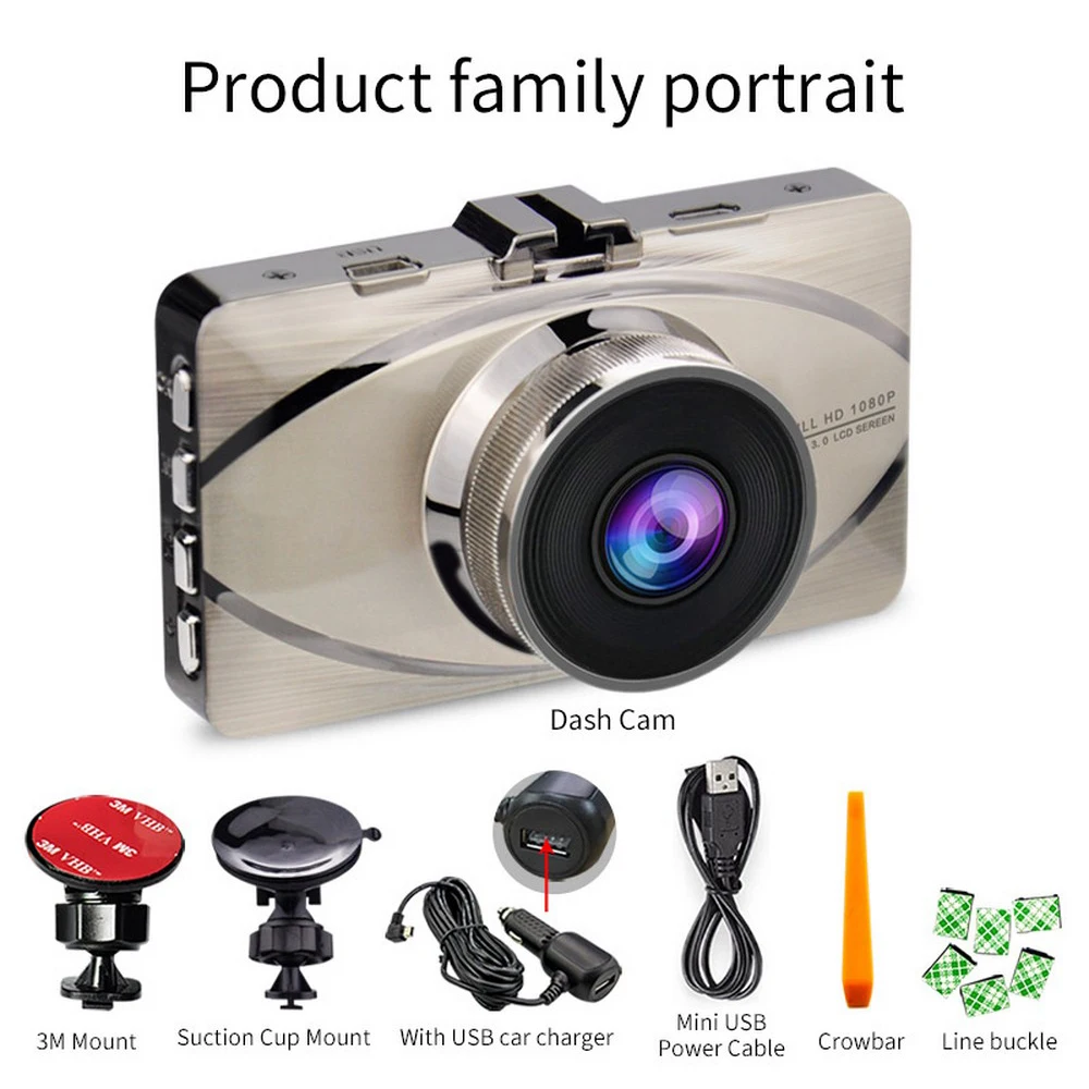 

Car DVR Dash Camera HD 1080P 170 Degree Wide Angle Car Driving Recorder 3 inch Screen Parking Monitor G-sensor Car DVR Camera