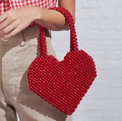 2019 новая сумка с бусинами в форме сердца Портативная ручной работы нишевый