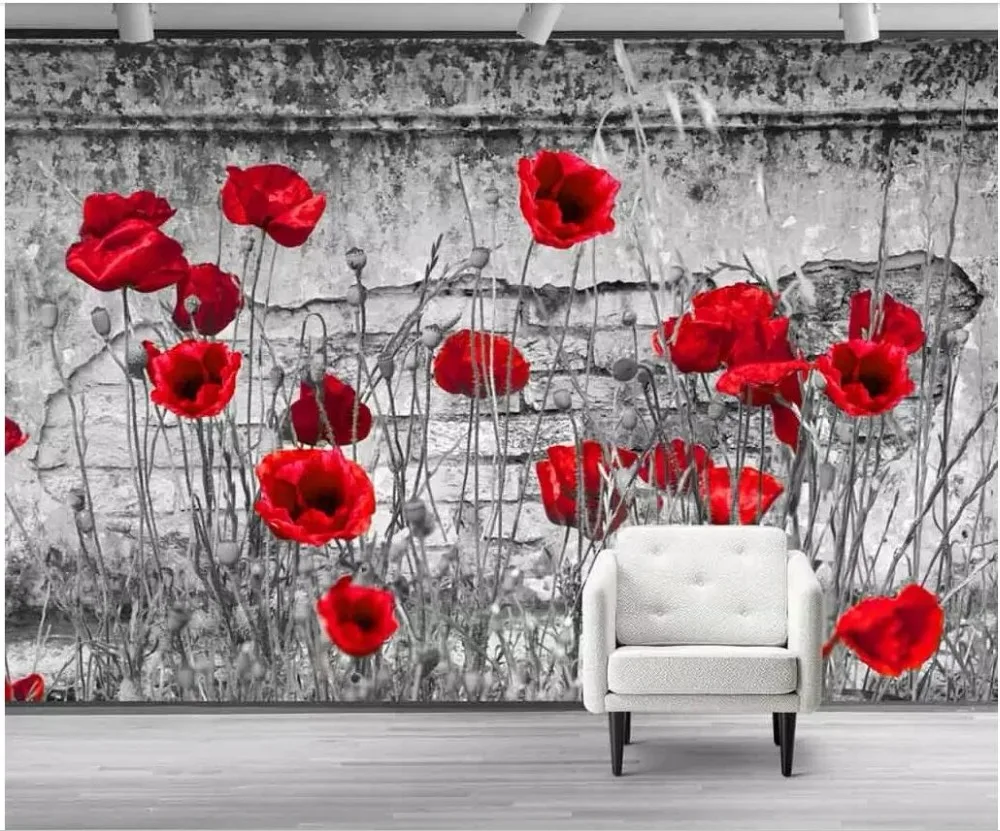 WDBH 3d фотообои на заказ настенная HD черная и белая винтажная потертая кирпичная