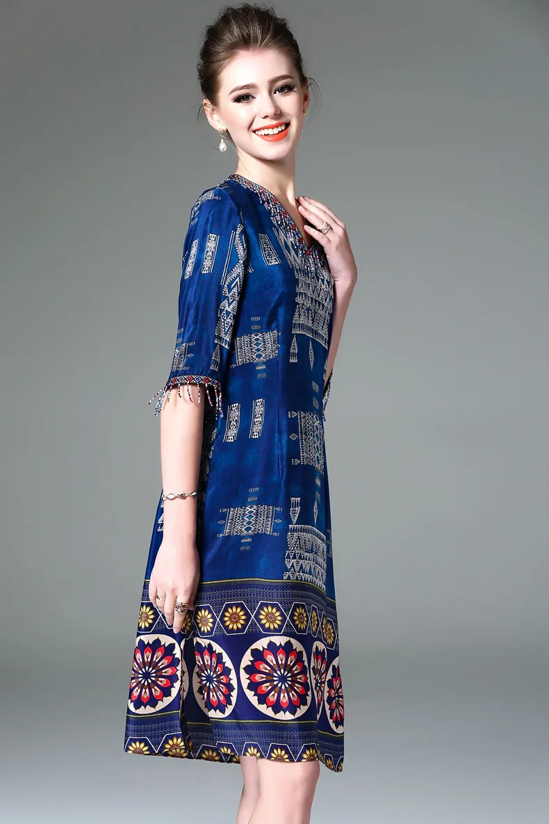 Летнее платье 2017 Женское Европейский Дизайн Очаровательная v-образным вырезом с