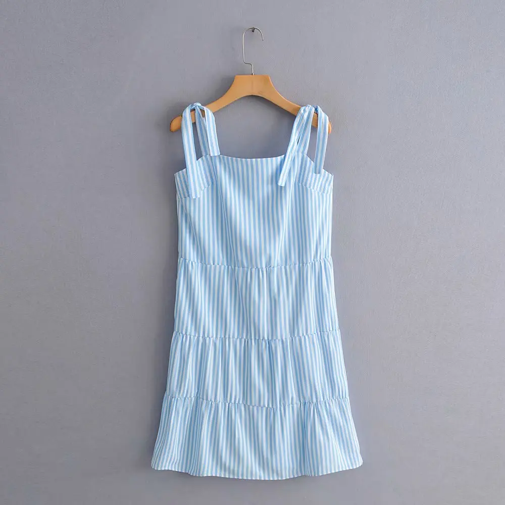 Новинка женский модный полосатый принт бант привязанный ремешок ТРАПЕЦИЕВИДНОЕ