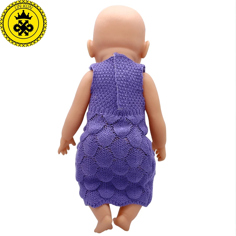 

Baby Doll Clothes Woolen Hand-woven Sleeveless Long Dress Fit 43cm Baby Doll 16-18 inch Doll Accessories 333