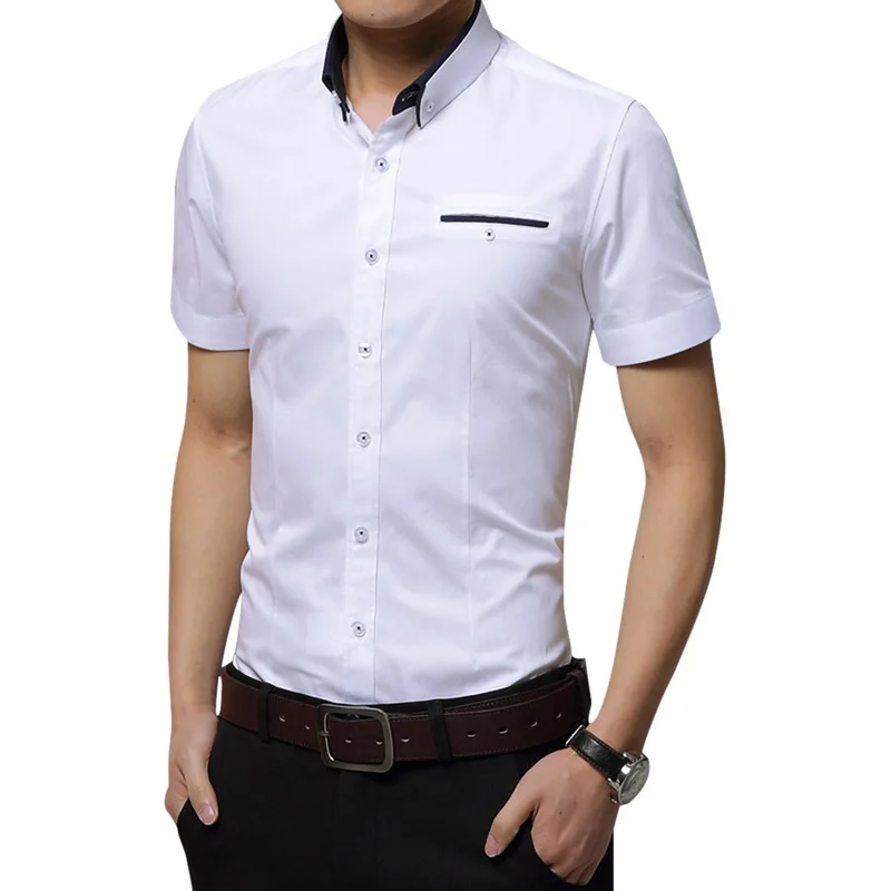 Новое поступление 2020 брендовая мужская летняя деловая рубашка с короткими