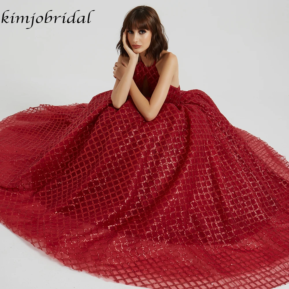 Kimjobridal настоящие Выпускные платья вырез лодочкой блестящее бальное платье с