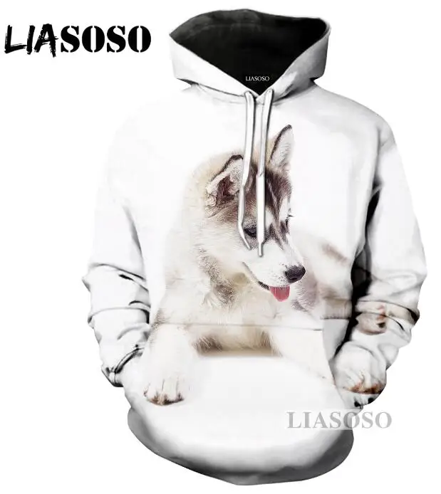 LIASOSO,, забавные, сибирские собаки хаски, милый щенок, Повседневный, 3D принт, для женщин и мужчин, толстовки с капюшоном, толстовки, хип-хоп, Харадзюку, X0064 - Цвет: 1
