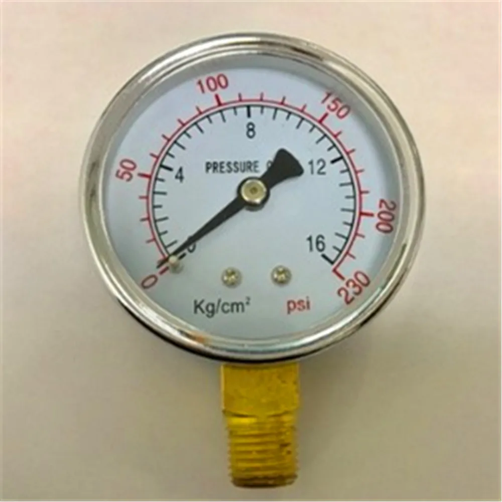 

1 Pc 1/4" Male Thread Dia 60mm 0-1.6 Kg/cm2 0-230 PSI 2.5 Degree Pneumatic Air Gas Pressure Test Gauge