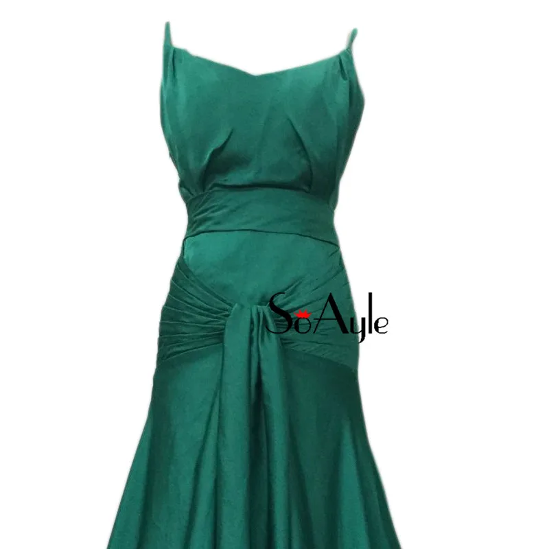 Женское шифоновое вечернее платье SoAyle ТРАПЕЦИЕВИДНОЕ зеленое шелковое на
