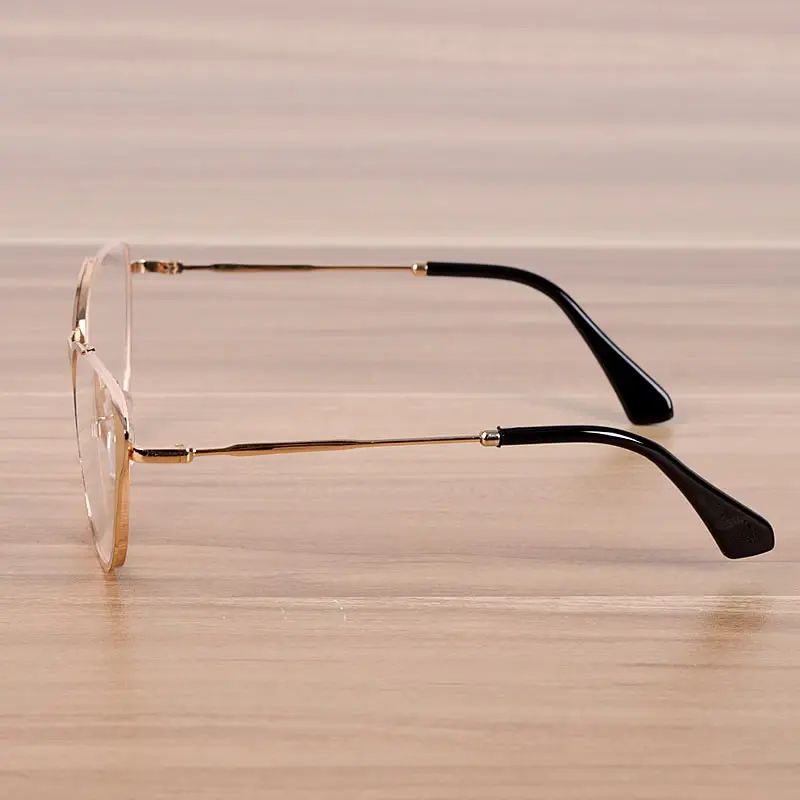 Новая мода кошачий глаз женские металлические очки оправа с прозрачными линзами