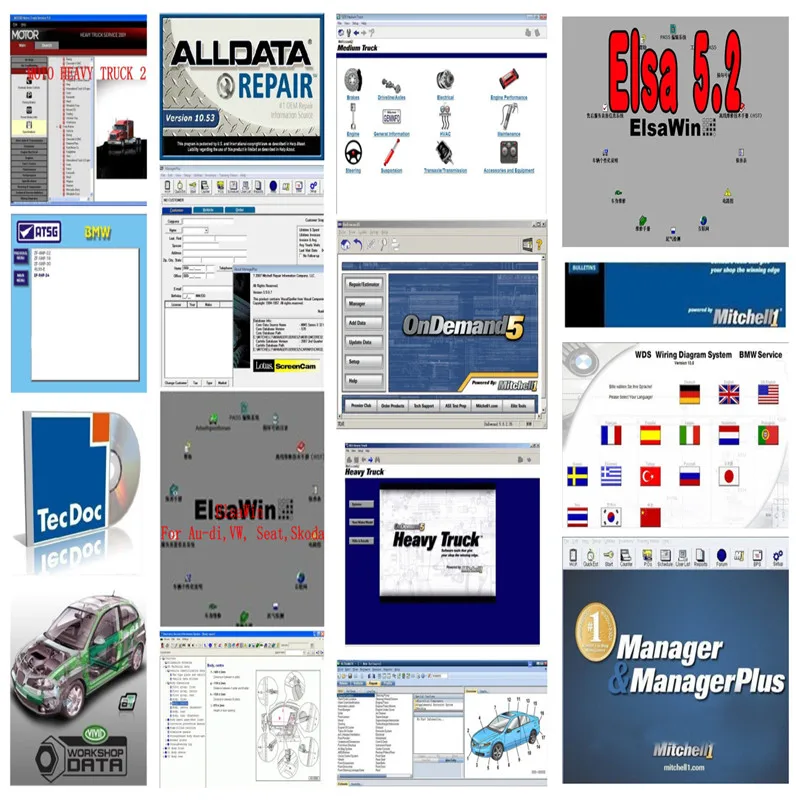 Alldata 10.53 и Mitchell OnDemand 2015 Программное обеспечение + ElsaWin 5.2 для Audi т. д. 26 в 1 ТБ жёсткий