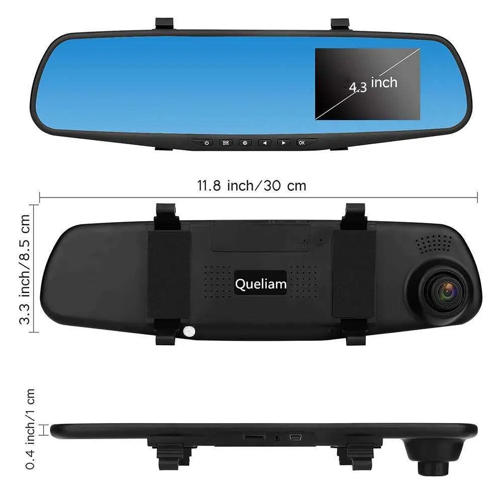 Автомобильный видеорегистратор 4 3 дюйма TFT двойной объектив HD SUV DVR 1080P