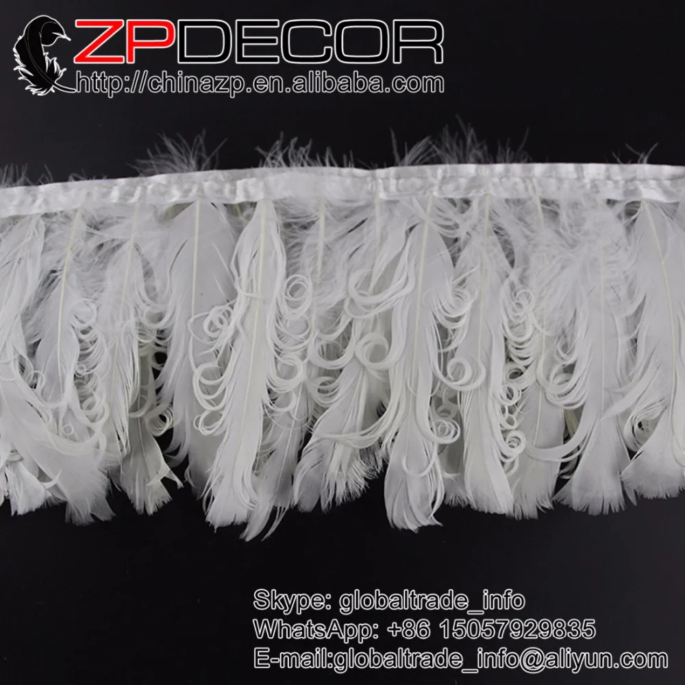 

ZPDECOR 15-20 см 10 ярдов/партия Красивые и уникальные белые кудрявые гусиные отделка из перьев для свадебного платья юбка с перьями для костюма