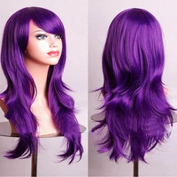 difei 26 65cm long wavy women hair purple wig cosplay costume party full wigs pink red orange synthetic hair
