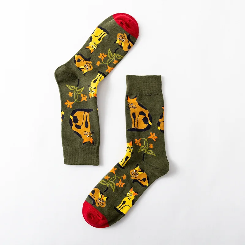 Moda sockmark/мужские Носки с рисунком собаки осьминога, цветов, растений, Kawaii, забавные счастливые носки, повседневные женские хлопковые чулки, для катания на коньках, Harajuku