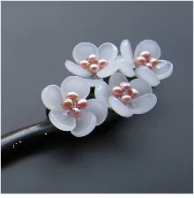 Серебряный 3d Лотос Ebony Hairstick винтажная китайская шпилька цветок Деревянная вилка для волос женские аксессуары для волос шпилька 18 см WIGO1285