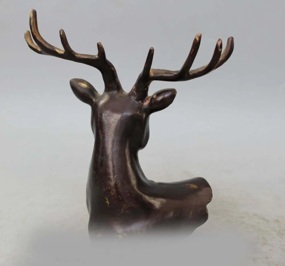 SCY 10 &quotКитайский Фэншуй Бронзовый олень собака голова оленя бюст статуя