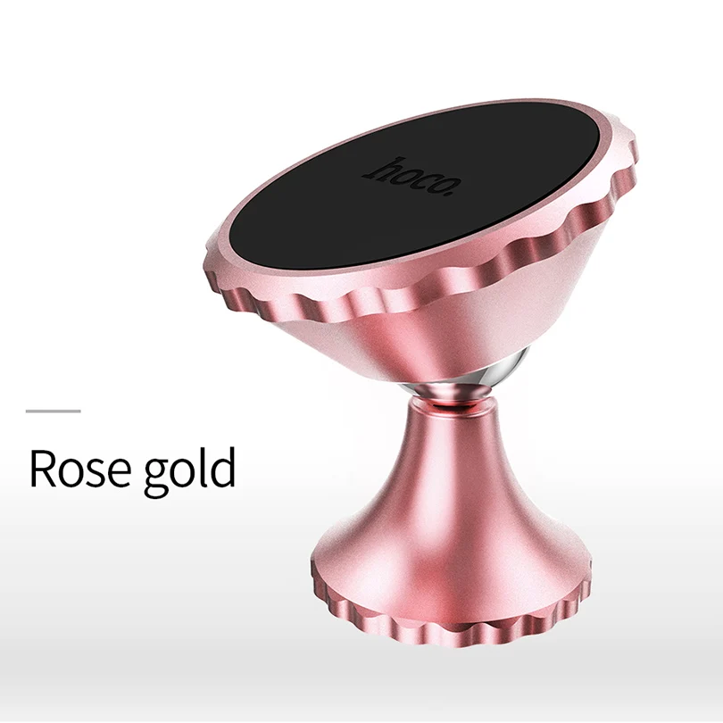 Rose gold Универсальный магнитный автомобильный держатель для телефона HOCO, вращение на 360 градусов, gps, магнитный держатель для мобильного телефона iPhone, samsung, Xiaomi, huawei, смартфон - Цвет: Rose gold