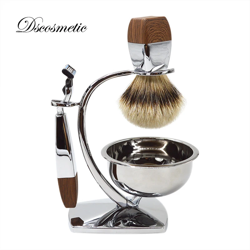 luxury silvertip badger hair shaving brush , very good quality shaving bowl/mug, shaving stand, shaving razor
