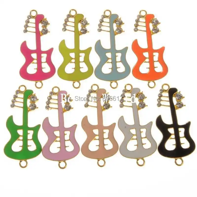 Лучшее качество 10 шт Смешанная Золотая эмаль гитара Форма соединители фурнитура