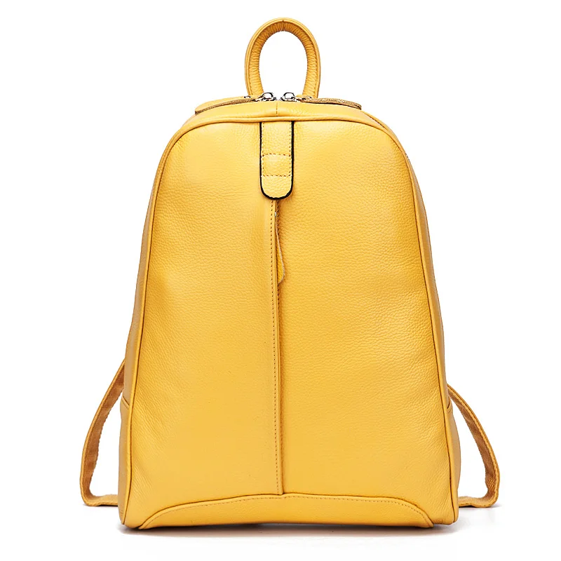 Yellow Zency Модный женский рюкзак из мягкой натуральной кожи, повседневная дорожная сумка в консервативном стиле, школьный ранец для девочек, рюкзак для ноутбука - Цвет: Yellow