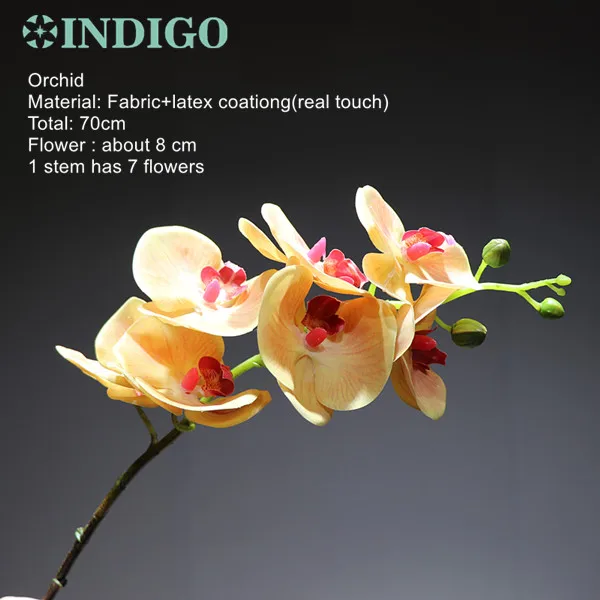 INDIGO-3D с принтом лепестков фаленопсис шампанского орхидеи(7 цветов/стебель) цветок свадебный цветок цветочный для вечеринки - Цвет: 1pc  champagne