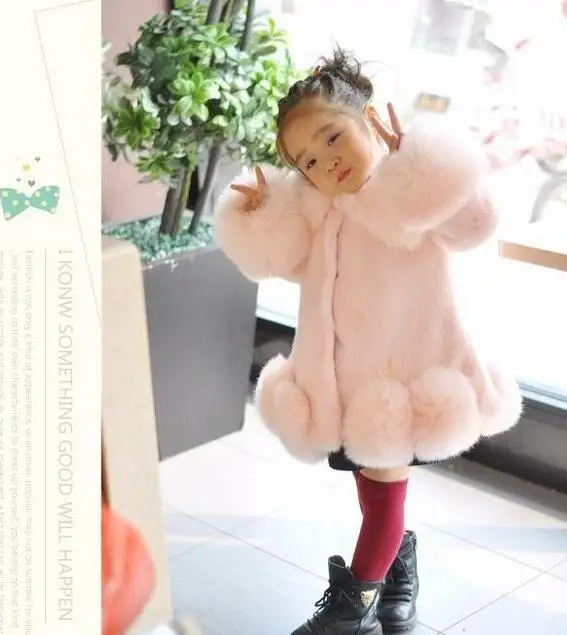 

Fashion Girls Faux Fur Jacket Warm Children Winter Jacket Children Tops Patched Fur Jacket for Girl