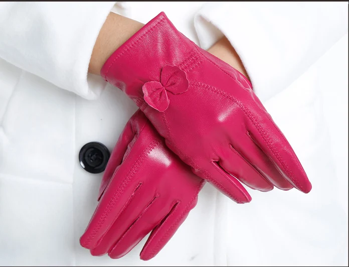 rose red Svadilfari перчатки из натуральной овчины модные цветочные запястья твердая женская кожаная перчатка термальная зимняя водительская Спортивная сохраняющая тепло - Цвет: rose red