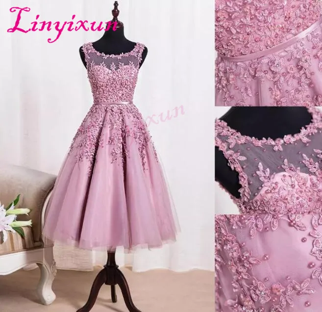 2018 Новое Кружевное коктейльное платье из органзы с вырезом лодочкой длиной до