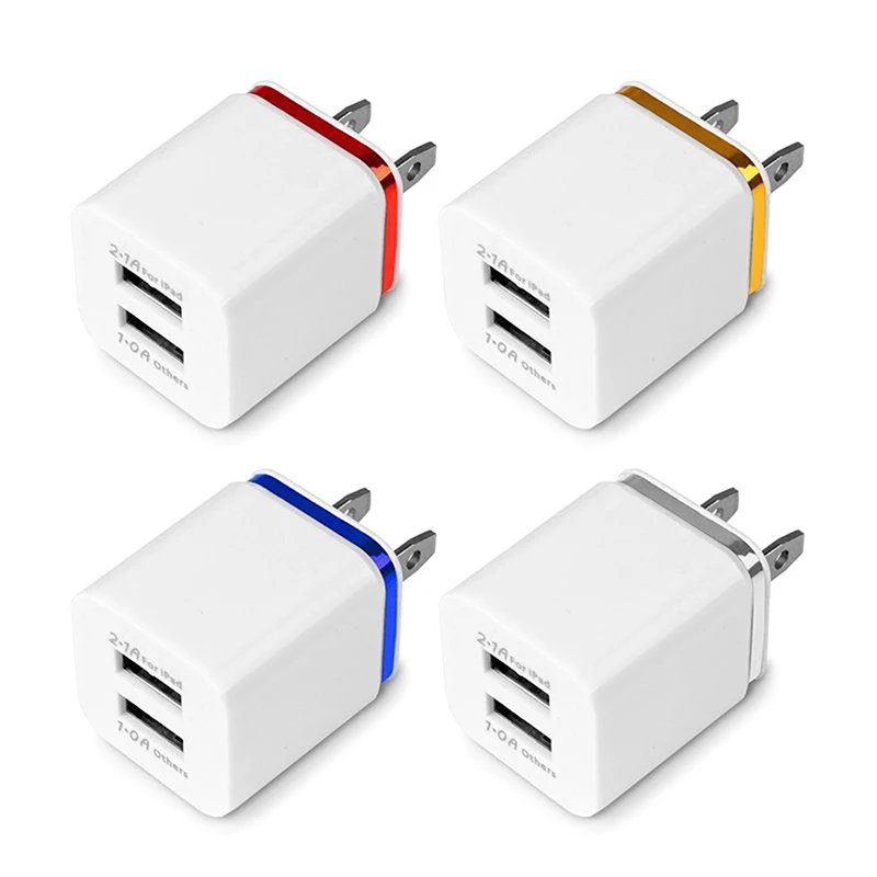 Зарядное устройство для мобильного телефона с двумя USB разъемами 5V2.1A/1A EU US Plug