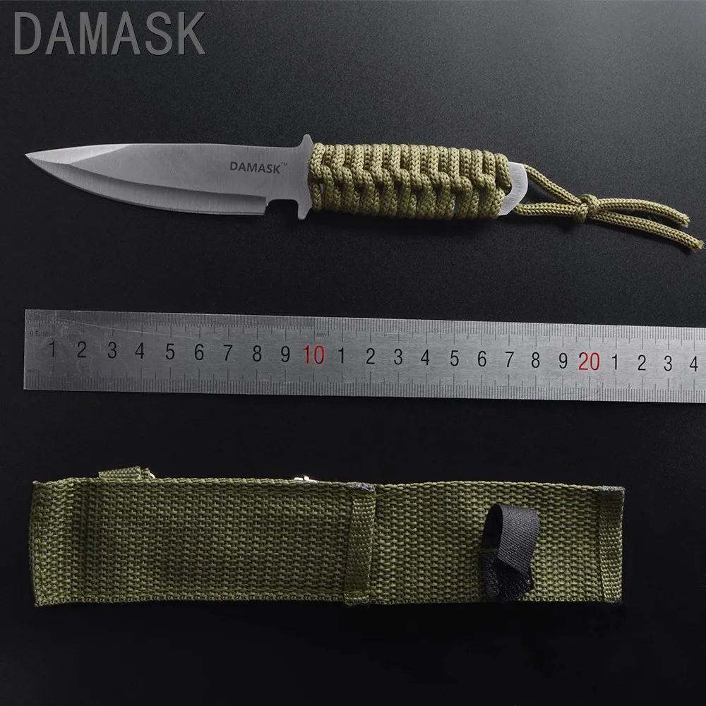 Дамаск фиксированным лезвием Открытый Ножи Военная Униформа тактический боевой