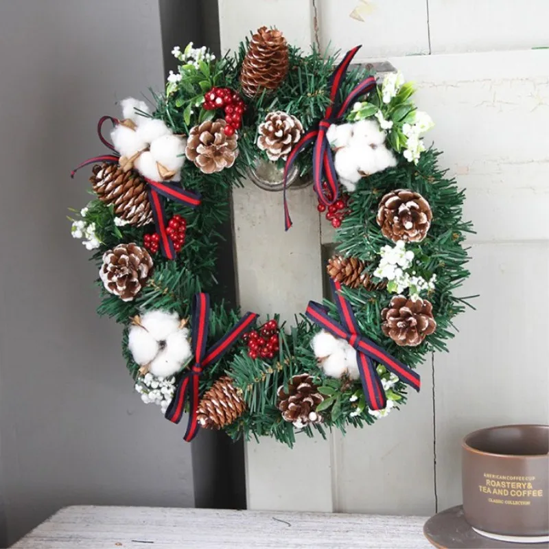 

30cm40cm Christmas wreath ornament American store rattan circle hotel window ornament Free Shipping