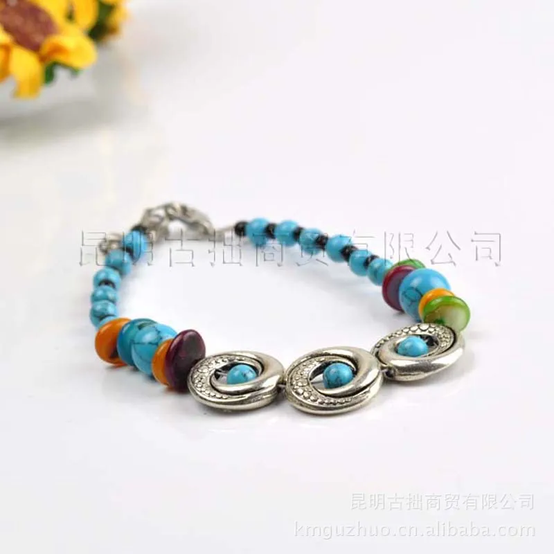 Домотканом браслет оптовая продажа ретро личности бирюзовый тибетский