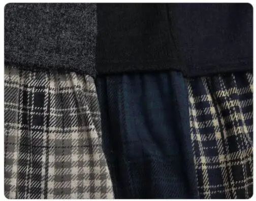 Женское платье с длинными рукавами тонкое клетчатое фальш вставкой большие