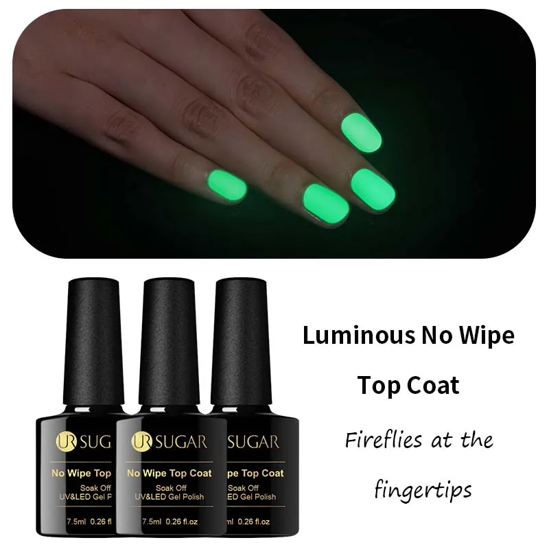 Luminous top coat Ur Sugar не Бонд закаленное Базовое покрытие матовое без протирания верхнее покрытие УФ-Гель-лак замачиваемый долговечный не кислотный грунтовочный гель для дизайна ногтей - Цвет: Luminous top coat