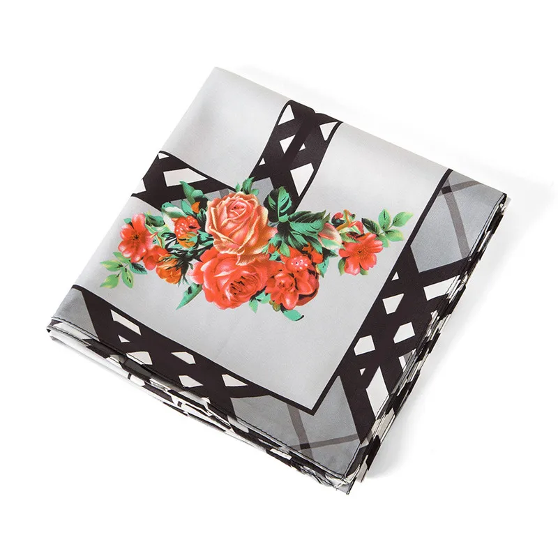 100% Silk Square Scarf Women 2019 China Flowers Print Foulard Lady Hijab Female Neckerchief Bandana Belt Band 100cm*100cm |
