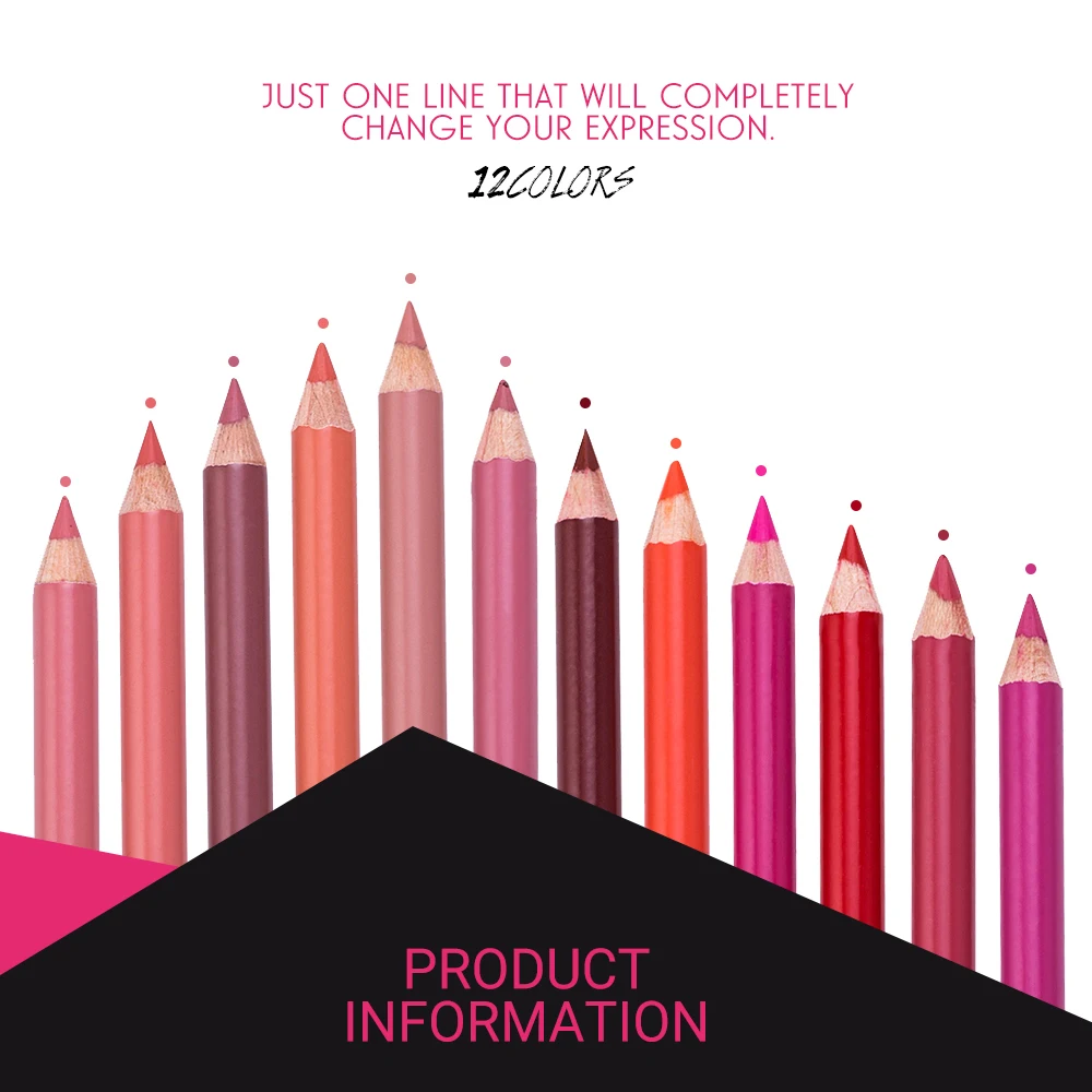 12 шт./компл. макияж подводка для губ Женская матовая губная помада Карандаш